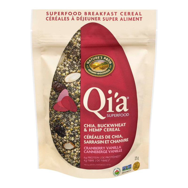 Nature's Path Qi'a Organic Cranberry Vanilla, Chia, Buckwheat & Hemp Cereal Qi'a Superfood, 325 g [225g]