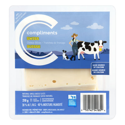 Compliments Cheese Sliced Swiss [210g]