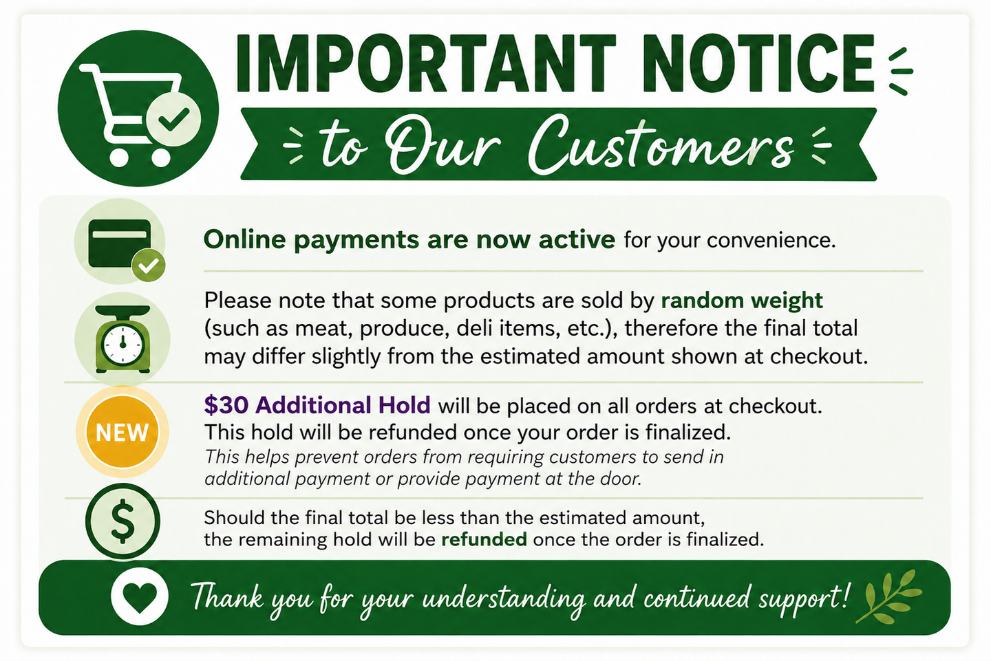 Online Payments are now active for your convenience