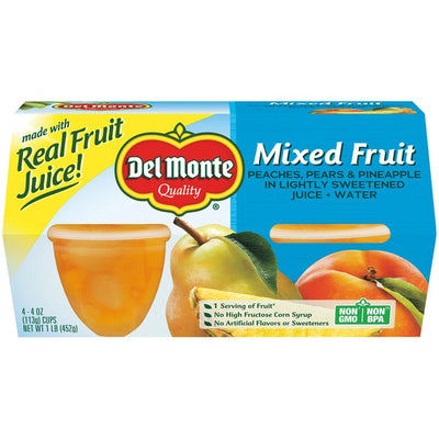 Del Monte Cups Fruit Medley No Sugar Added [4pk]