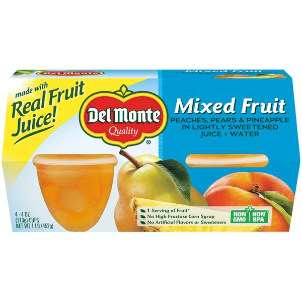 Del Monte Cups Fruit Medley No Sugar Added [4pk]