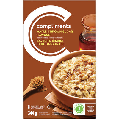 Compliments Instant Oatmeal Maple & Brown Sugar 344g