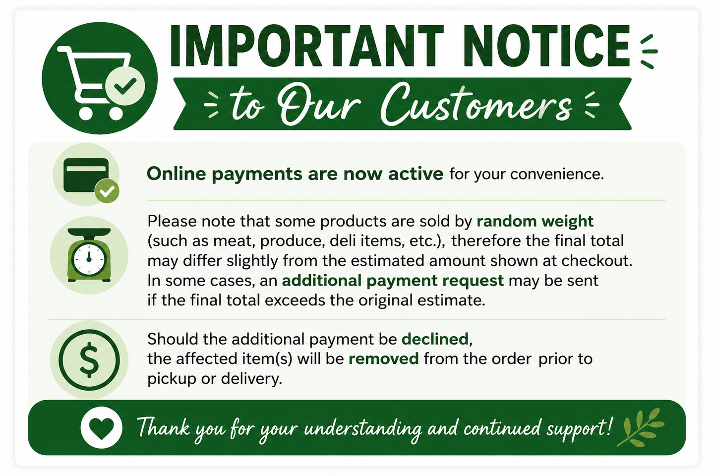 Online Payments are now active for your convenience