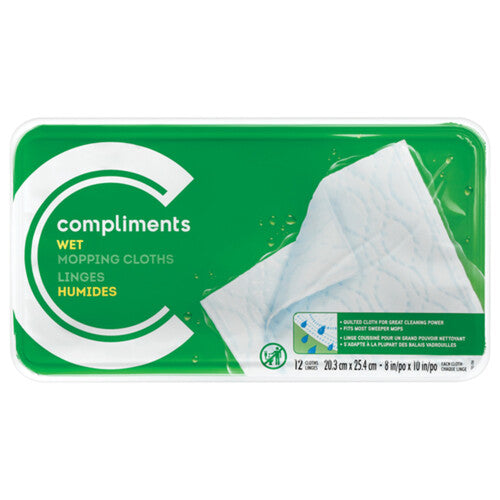Compliments Wet Mopping Cloths [12pk]