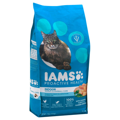 IAMS Proactive Health Indoor Weight & Hairball Care Adult Dry Cat Food – Chicken & Turkey