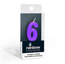 Number 6 Purple Candle