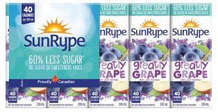 Sun-Rype Juice Greatly Grape 60% Less Sugar [5pk]