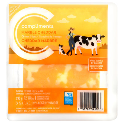 Compliments Cheese Slices Marble Cheddar [230g]