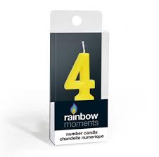 Number 4 Yellow Candle